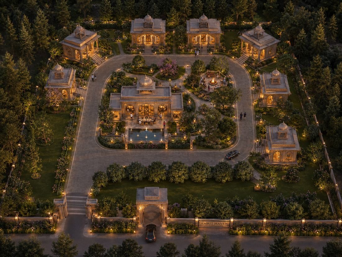 Compound at night, concept rendering